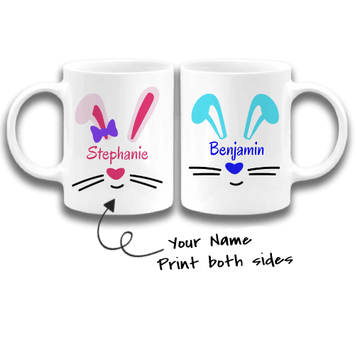 Bunny Ears on Mug with your Name, Coffee Mug for him, Coffee Mug for ...