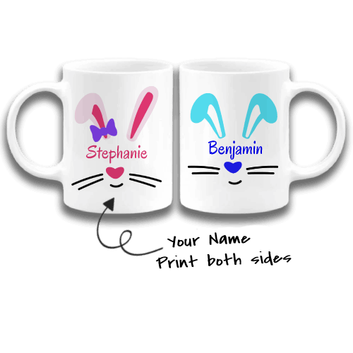 Bunny Ears on Mug with your Name, Coffee Mug for him, Coffee Mug for her, Mug for Friend, Mug for couples, Personalized Mug, Easter Mug Bunny Ears on Mug with your Name, Coffee Mug for him, Coffee Mug for her, Mug for Friend, Mug for couples, Personalized Mug, Easter Mug
