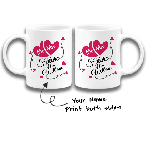 Personalized Mr and Mrs Mug For Fiance, Mr and Mrs Coffee Mugs, Custom Mr and Mrs, Future Mrs mug, Future Mrs Cup, Heart Mug, Couples Mugs, Name Mug