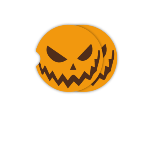 Scary Pumkin Face Car Coaster, Neoprene Cart Coaster, Personalized Coaster for Halloween, Car Coaster, Car Accessories