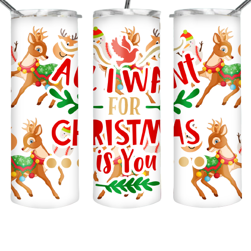 All I want for Christmas is you 20 oz white Skinny Tumbler for Christmas, Cute Reindeer and snowman printed on tumbler All I want for Christmas is you 20 oz white Skinny Tumbler for Christmas, Cute Reindeer and snowman printed on tumbler