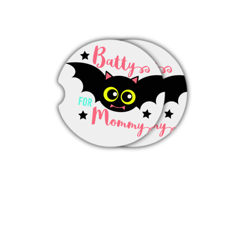 Batty For Mommy Car Coaster, Neoprene Cart Coaster, Personalized Coaster for Halloween, Car Coaster, Gift for her, Car Accessories