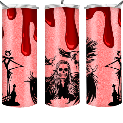 Bloody red 20 oz Skinny Tumbler for Halloween, Scarecrow, Skeleton Skull face on red tumbler Bloody red 20 oz Skinny Tumbler for Halloween, Scarecrow, Skeleton Skull face on red tumbler
