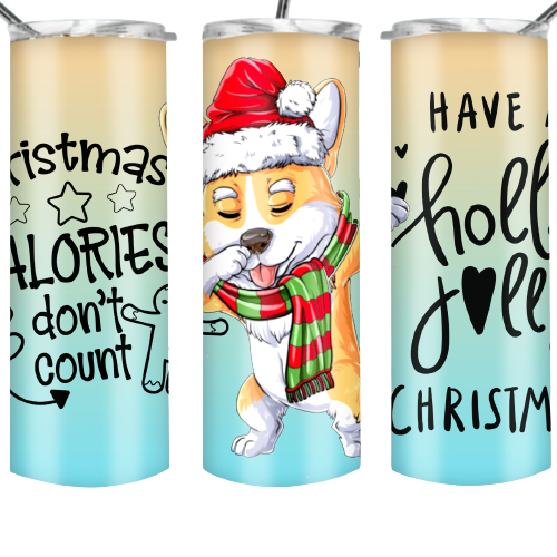 Christmas calorie don't count 20 oz blue and yellow Skinny Tumbler for Christmas, Have A Holly Jolly Christmas Christmas calorie don't count 20 oz blue and yellow Skinny Tumbler for Christmas, Have A Holly Jolly Christmas