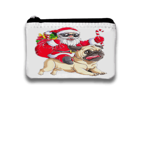 Cool Santa riding on the pitbull Coin Purse to keep your change in small purse for christmas, Coin purse wallet, Custom Pouch with zipper