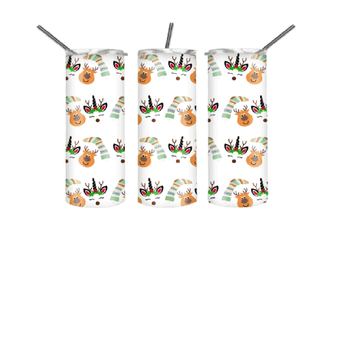 Cute Reindeer Cute Unicorn Cute Stocking on 20 oz White Skinny Tumbler for Christmas, Gift for her, gift for mom