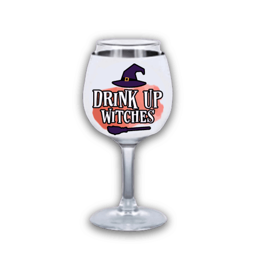 Drink Up Witches Wine Glass Cover, Gift for mom, Wine Lover Glass Holder, Wine Glass Holder, Wine Glass Insulator, Sleeve for Wine Glass, glass chiller