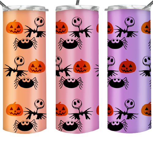 Scarecrow, Scary Pumpkin, Spider 20oz Skinny Tumbler for Halloween, Purple and Pink Tumbler Scarecrow, Scary Pumpkin, Spider 20oz Skinny Tumbler for Halloween, Purple and Pink Tumbler
