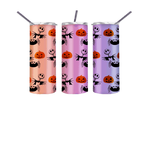 Scarecrow, Scary Pumpkin, Spider 20oz Skinny Tumbler for Halloween, Purple and Pink Tumbler