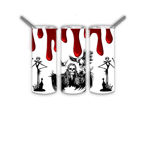 Scarecrow, Devil Skull With Eagle Bloody 20 oz Skinny Tumbler for Halloween, White Tumbler
