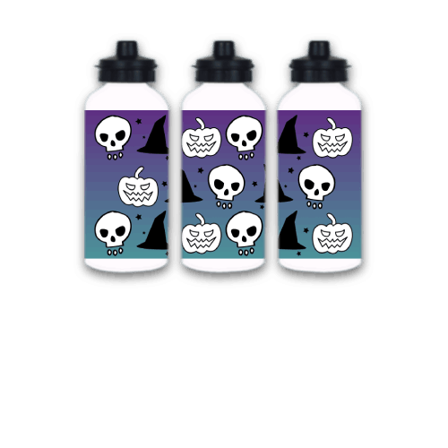 Skull, Scary Pumpkin, Witch Hat 20oz Dual Lid Aluminum Water Bottle for Halloween, Purple Bottle, Cute Halloween Water Bottle Skull, Scary Pumpkin, Witch Hat 20oz Dual Lid Aluminum Water Bottle for Halloween, Purple Bottle, Cute Halloween Water Bottle