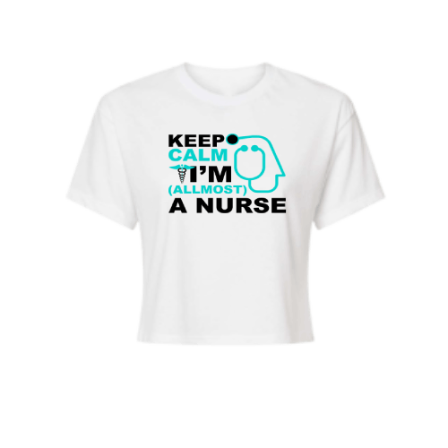 Keep Calm I am Almost a Nurse White Crop Top for Girls, Croptop for her, Student Life, Croptop for School Keep Calm I am Almost a Nurse White Crop Top for Girls, Croptop for her, Student Life, Croptop for School